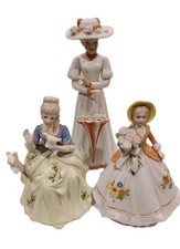 3x Vintage Lady Figurines – Hand Painted