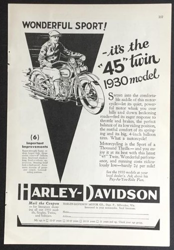 1930 harley davidson twin - davidson, 45