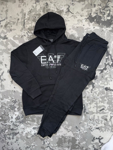 Ea7 men black fleece 2pc - l,