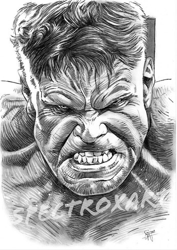Marvel original art red - marvel, hulk"