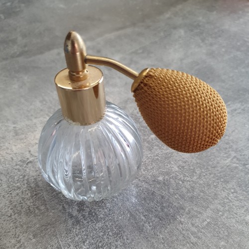 Vintage ribbed glass perfume - vintage,