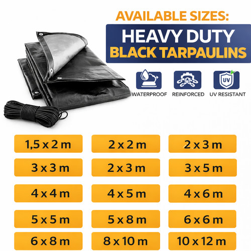 Heavy duty black tarpaulin - duty,
