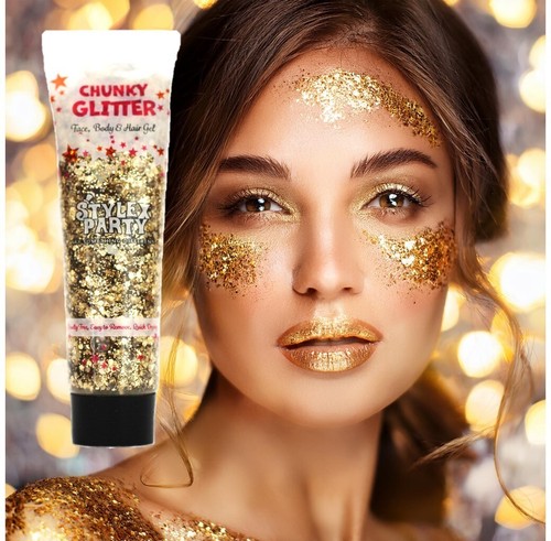 Gold face glitters body gel - glitters,