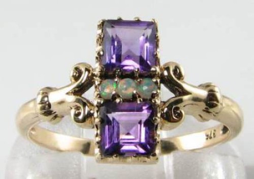 9ct gold amethyst opal - 9ct,