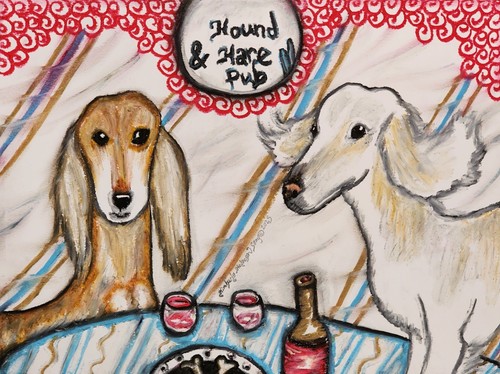 Saluki the pub original oil - saluki, at