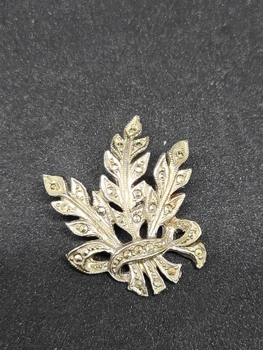 Vintage marcasite leaf - vintage,
