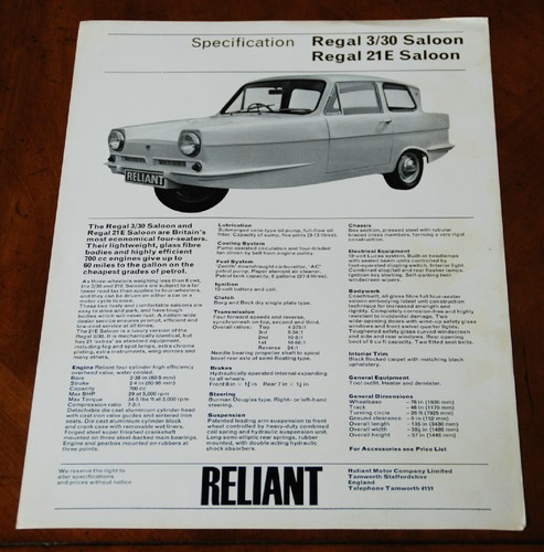 Reliant regal 21 e - reliant,