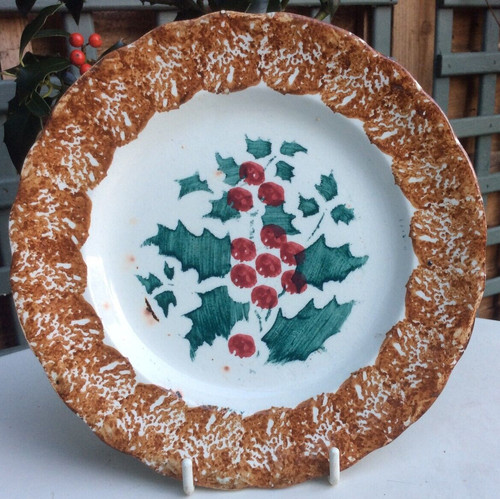 Antique spongeware plate - spongeware,