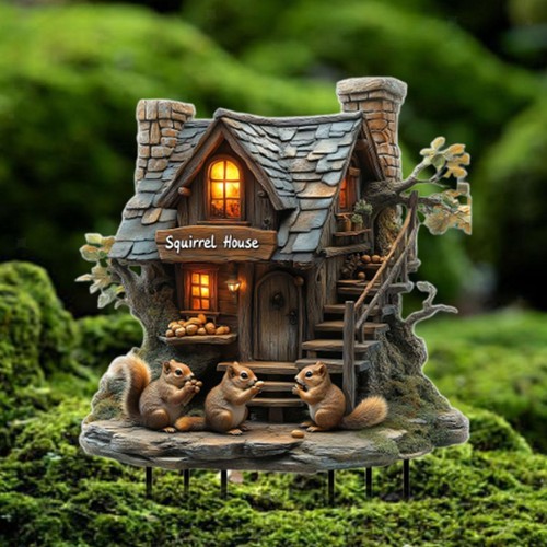 Garden squirrel house - squirrel, stake