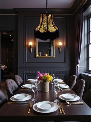 Leopard print table - , lampshades