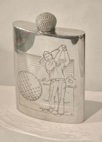 6oz pewter hip flask wm - flask,