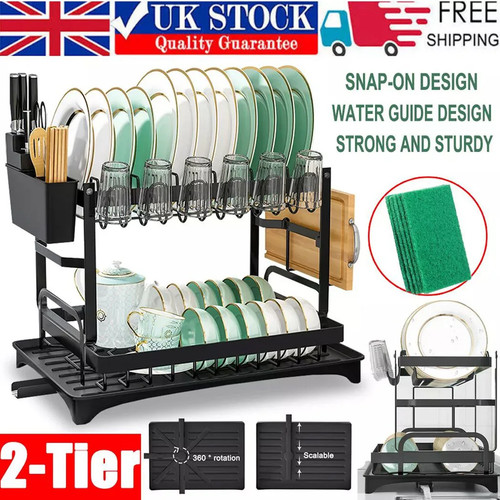Tier dish drainer rack with - 2,