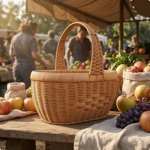 Carry basket open top wicker - top,