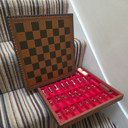 Vintage leather chess - vintage,
