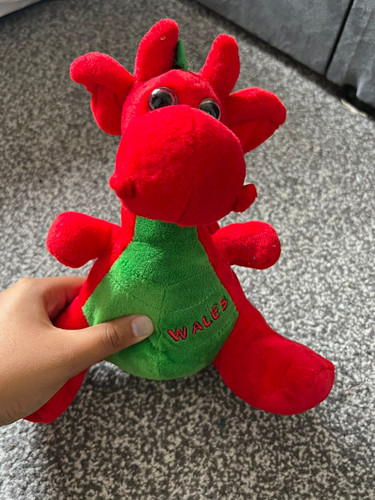Red green plush dragon soft - green,