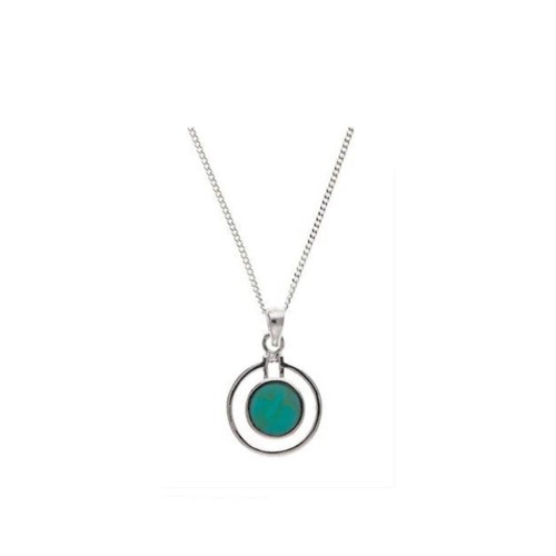 Real turquoise silver pendant - turquoise,