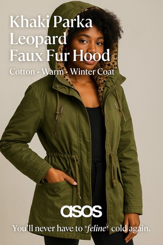 Asos khaki fishtail - khaki, parka