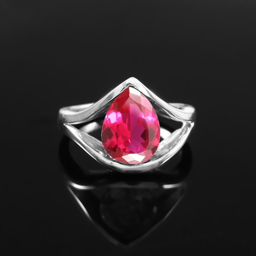 Pink sapphire ring solid 925 - ring,