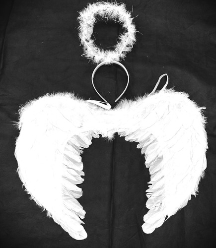 Halloween white feather wings - white,