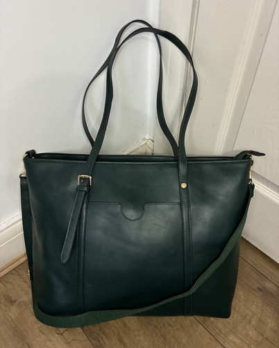 Green leather large tote - large, bag