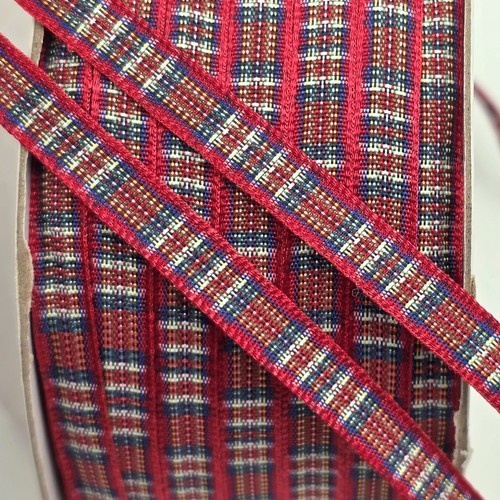Metres red tartan ribbon - metres,