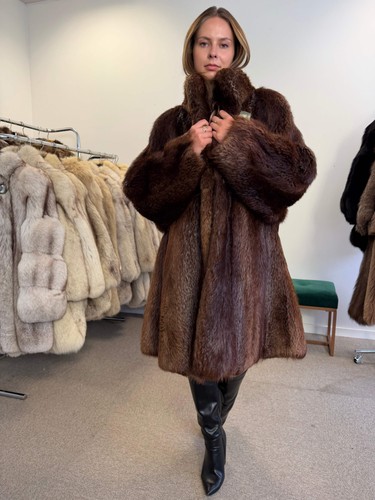 Brown beaver fur - beaver, xl
