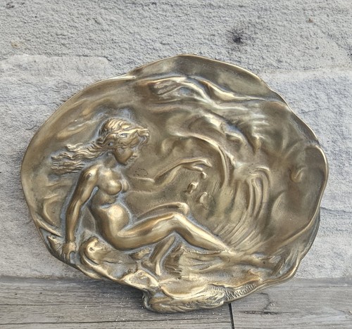 Brass art nouveau trinket - nouveau, dish