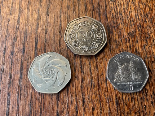 Shiny gibraltar 50p pence coin - gibraltar,
