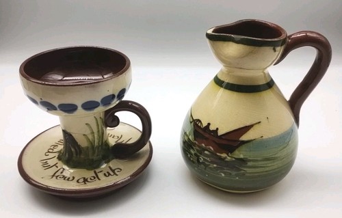 Candlestick jug mottoware vtg - candlestick,