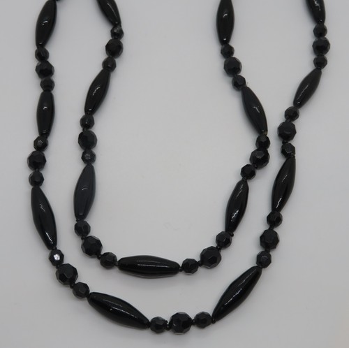 French jet black glass vintage