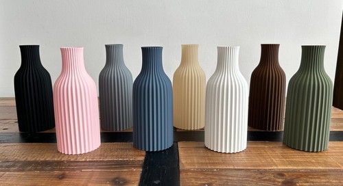 Printed vase tall ribbed - 3d,
