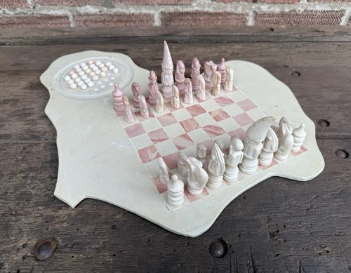 Vintage tribal soapstone chess - vintage,