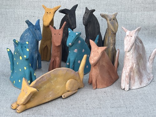 Dog sculpture pottery - pottery, abstract