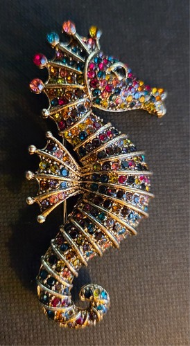 Vintage seahorse brooch with - seahorse,