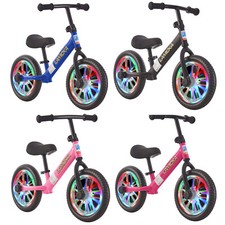 12 14 Inch Balance Bike LED No Pedal Walking Balance Bike Training Bicycle Kids