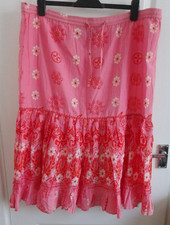 Cotton Club Ladies Gypsy style Pink floral skirt - FREE SIZE (drawstring waist)