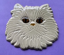 Vintage Jim Matthews Studio Pottery Persian Cat Wall Plaque.