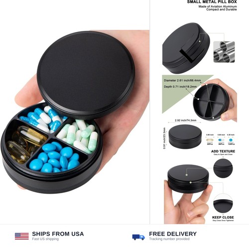 Metal pill case travel - pill,