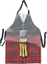 Scottish Piper Apron - Novelty BBQ & Kitchen Apron with Tartan Kilt Design
