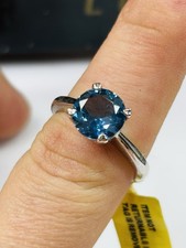 TJC silver and blue london topaz solitaire ring UK size P new with tag