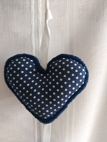 Handmade blue and white heart - and,