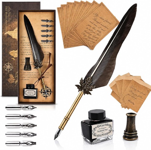 Feather quill pen set - set, ink