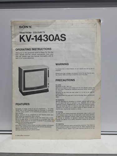 Sony colour television - colour, owner's