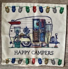 Happy Campers Cushion Covers Caravan Van Life 17x17”