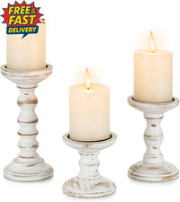 Candle Holders for Pillar Candles: Wooden Candle Holder Set of 3 Pillar Candle H