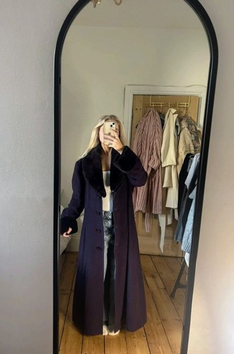 Purple long maxi - coat, wool