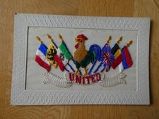 WW1 Woven Silk Postcard UNITED
