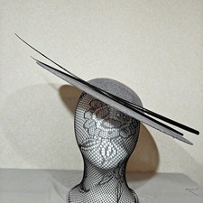 grey black large fascinator