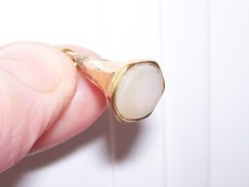 Antique Georgian Chalcedony Agate Engraved 9ct Gold Wax Seal Fob Pendant