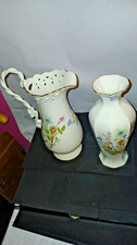 Vintage Aynsley "Wild Tudor" Vase 9" x 4"  Rope Handled Jug  9" x 6"